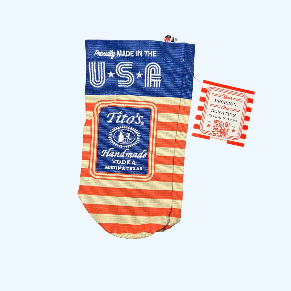 Titos Handmade Vodka Patriotic USA Flag Canvas 750mL Bottle Gift Bag NEW America